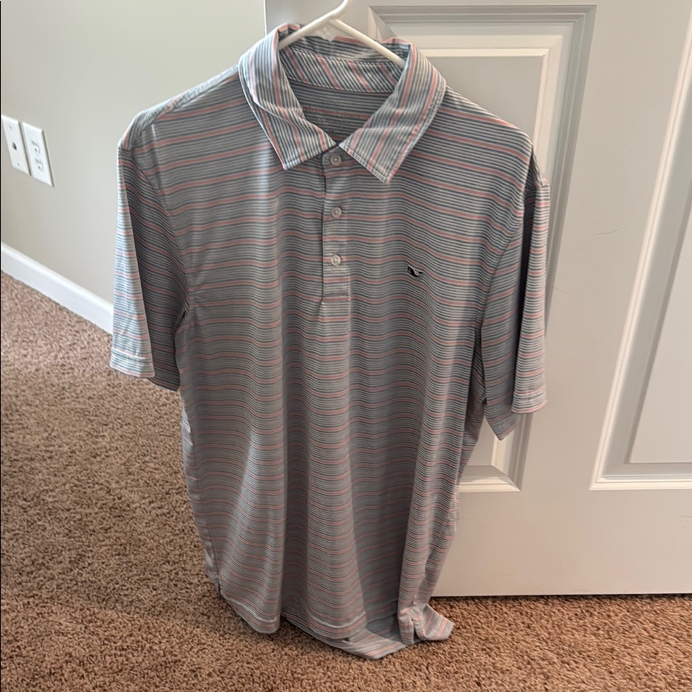 Vineyard Vines Men's Striped Polo Shirt - Blue, Pink, and Gray